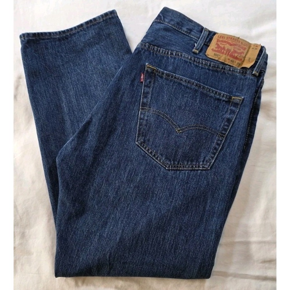 Levi's 501 Original Fit Men's Jeans W40 L29 Dark Wash‎ Blue Denim Button Fly